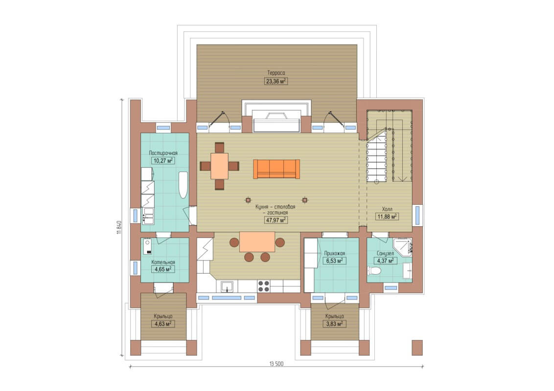 планировка Хайтек 205 - 1 этаж